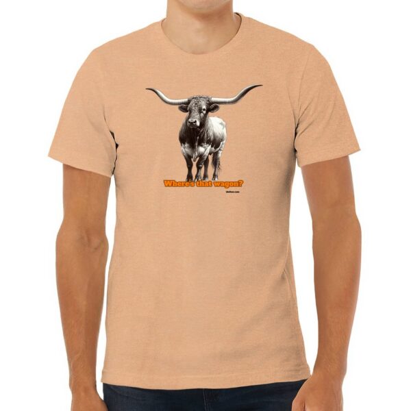 idolless Orange longhorn pull over short sleeved T Unisex Jersey Tee Animal Lover feel good fun shirt