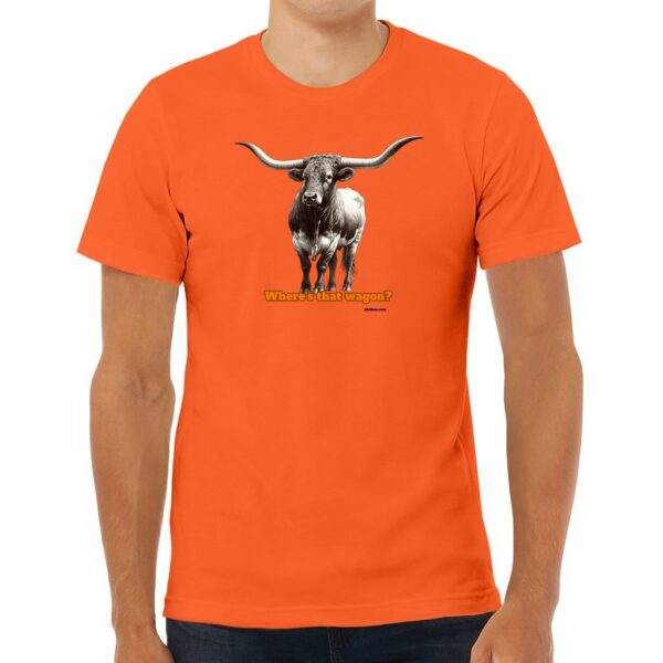 idolless Orange longhorn pull over short sleeved T Unisex Jersey Tee Animal Lover feel good fun shirt - Image 12