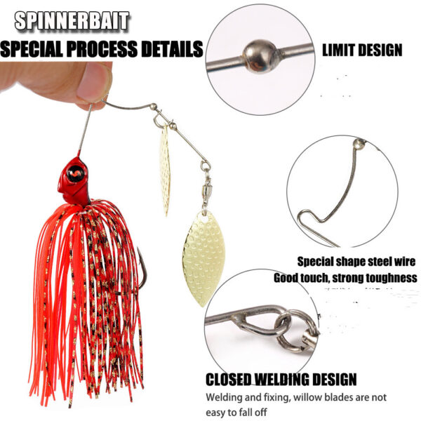 Tandem blade hammered spinner bait. Rotating Composite Sequin Head Heavy Beard Guy Bionic Hard Bait Bass Hook - Image 6